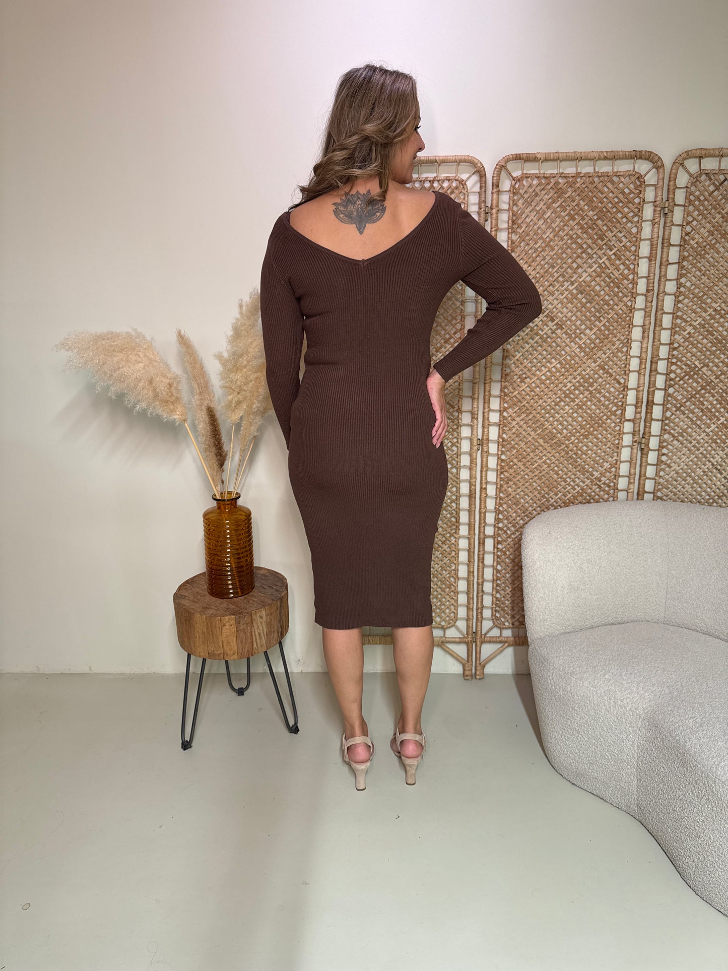 Rib Jurk Meave 2.0 Bruin