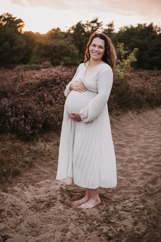 Plissé Jurk Linde Beige