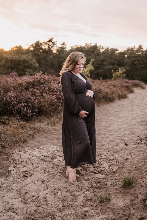 Plissé Jurk Linde Bruin