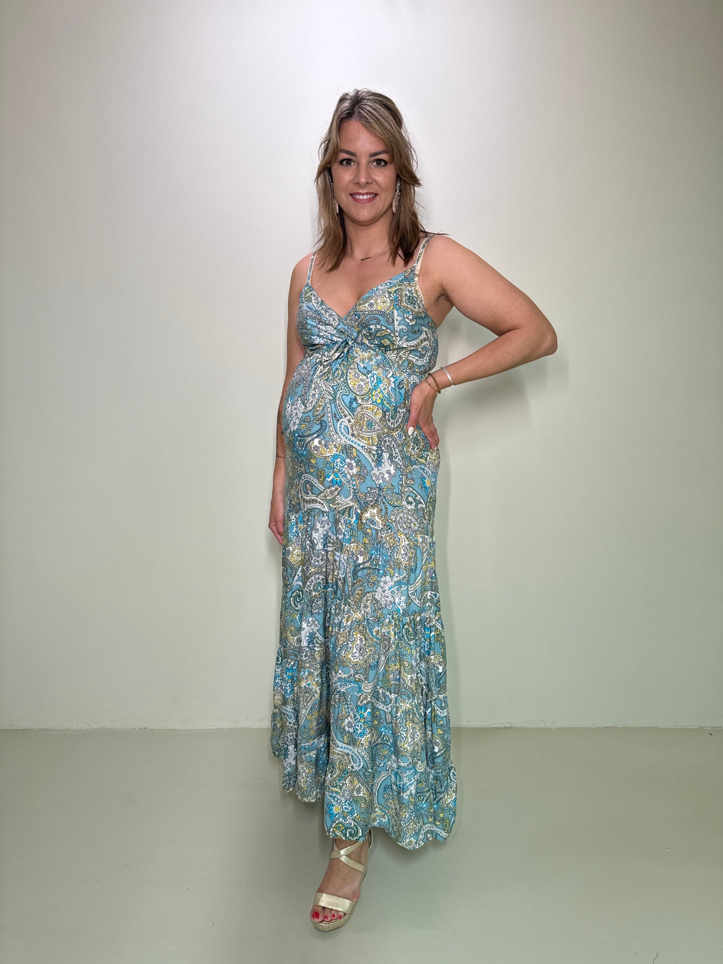 Maxi Jurk Paisley Groen