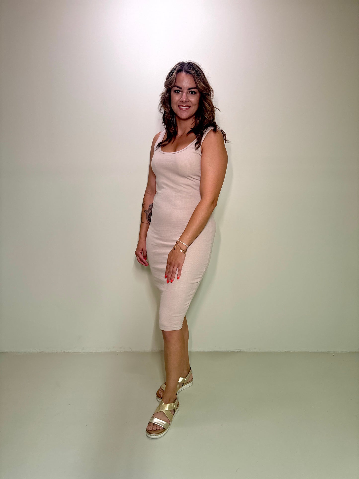 Rib Jurk Juul Beige
