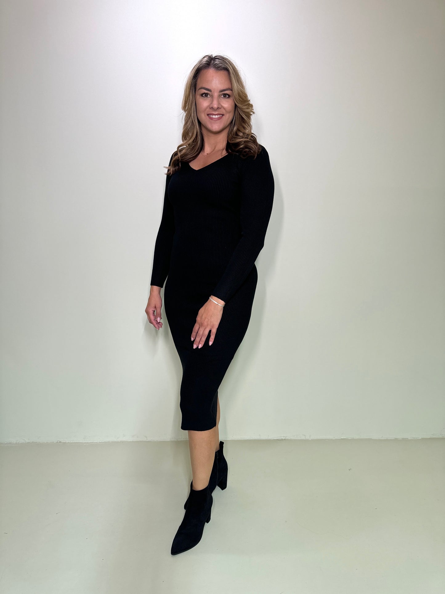 Rib Jurk Meave Zwart