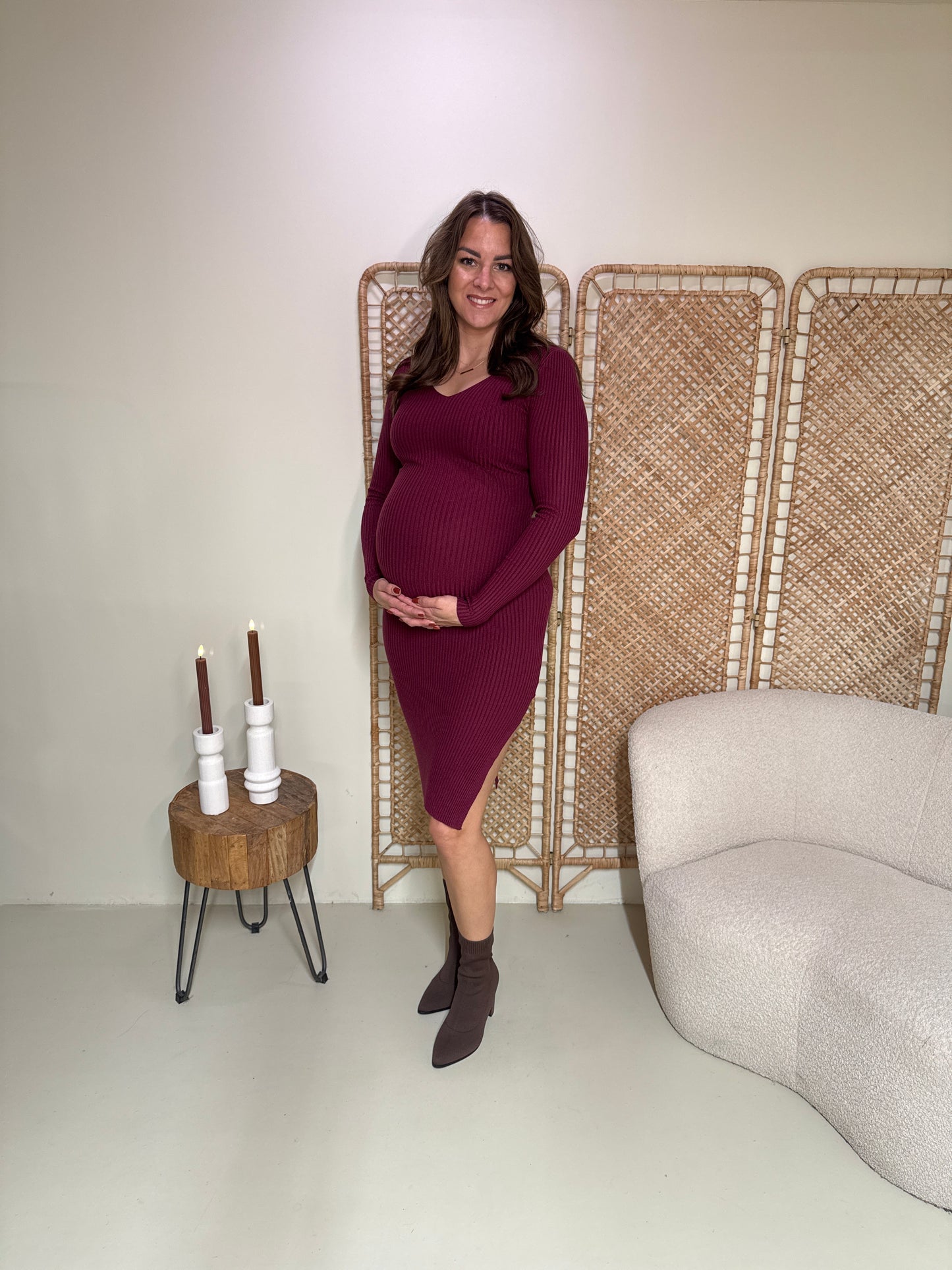 Rib Jurk Milou Bordeaux