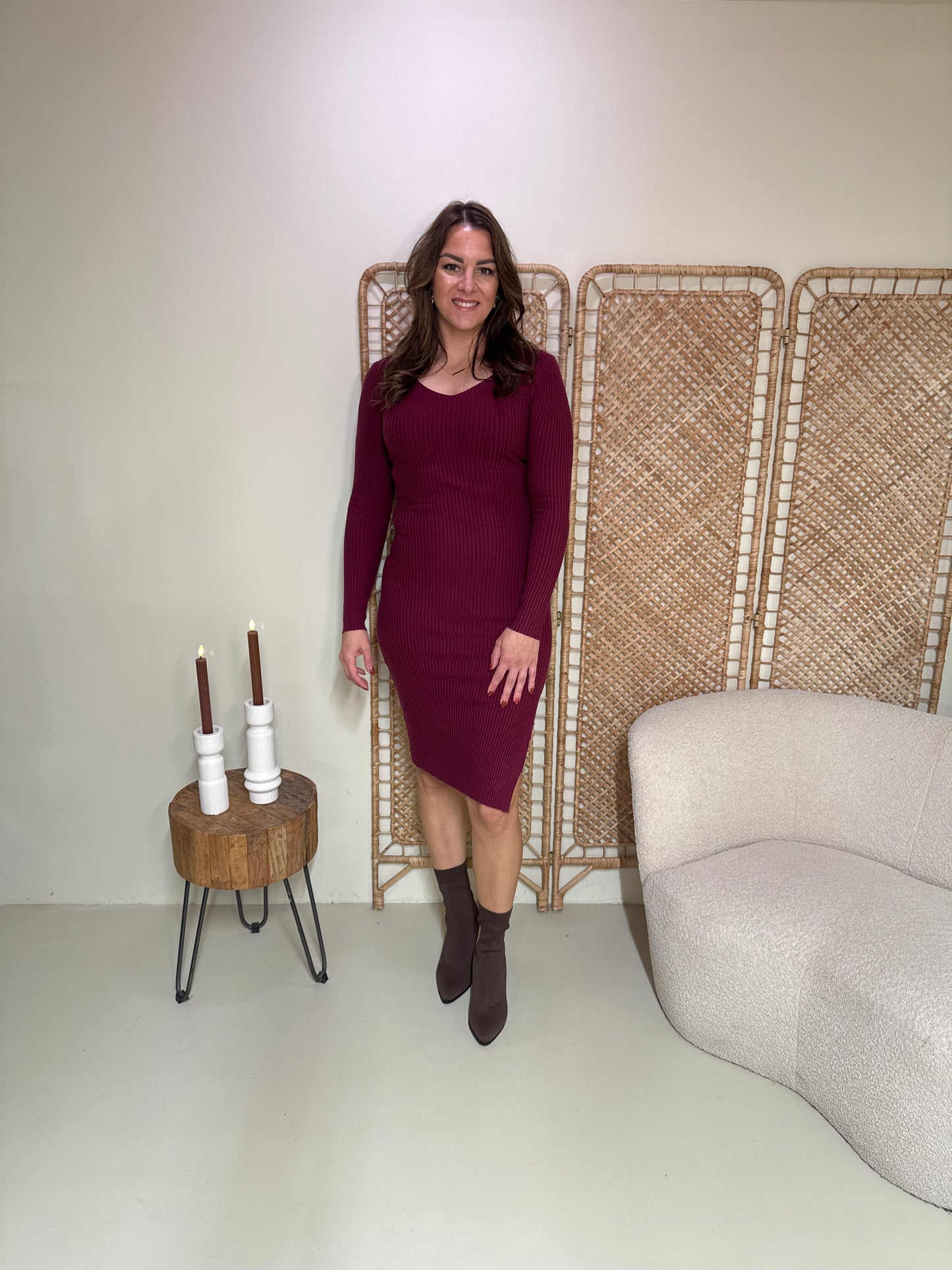 Rib Jurk Milou Bordeaux