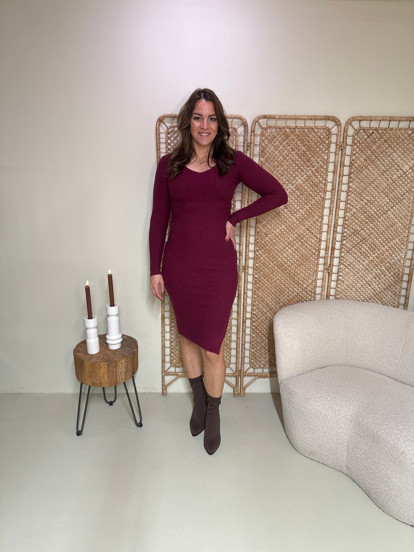Rib Jurk Milou Bordeaux
