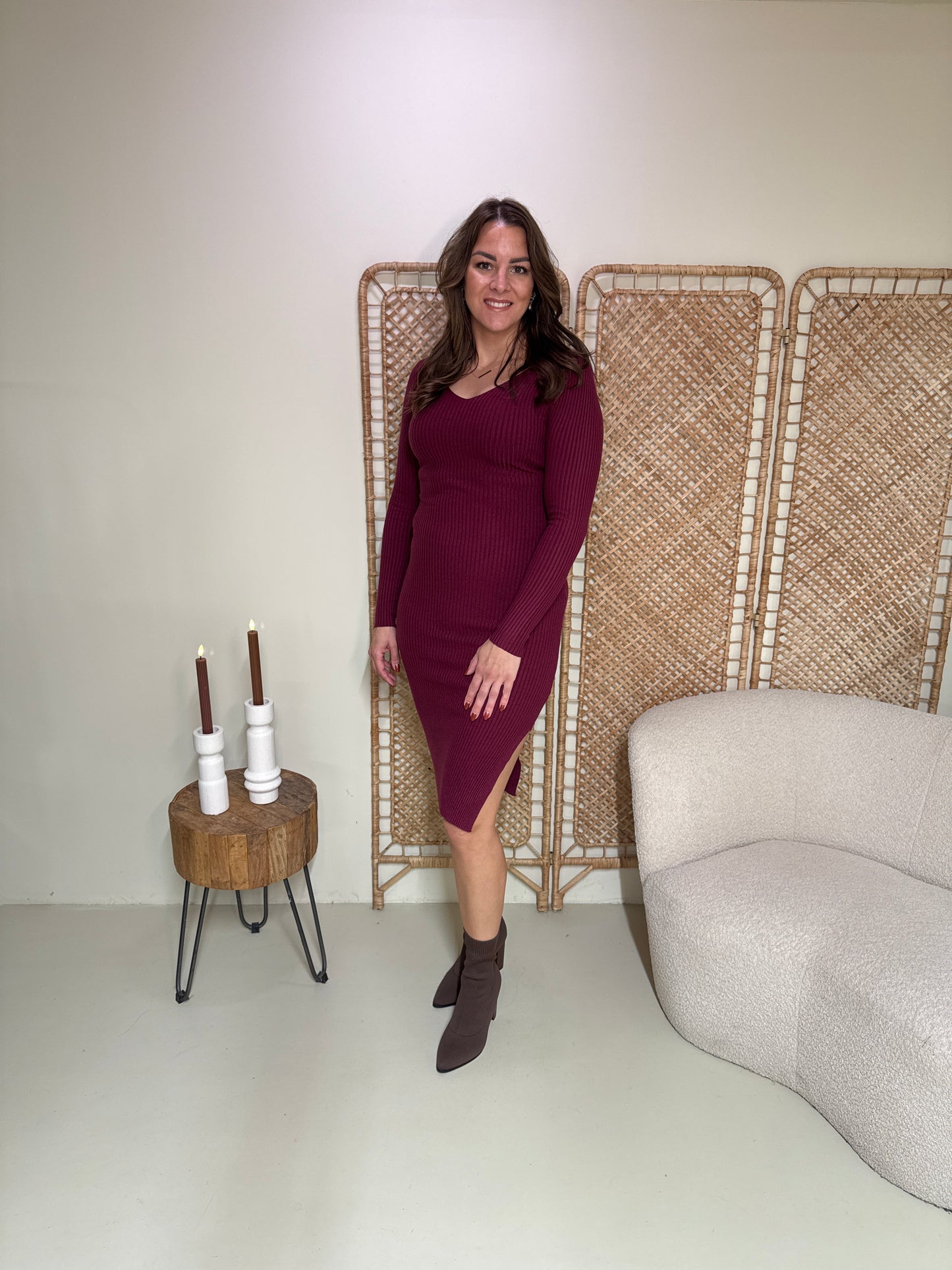 Rib Jurk Milou Bordeaux