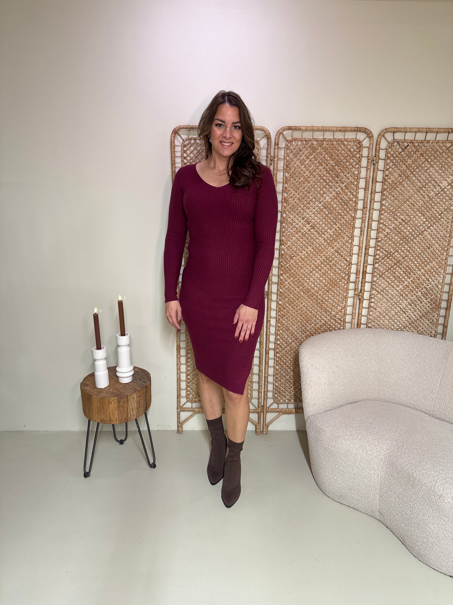 Rib Jurk Milou Bordeaux