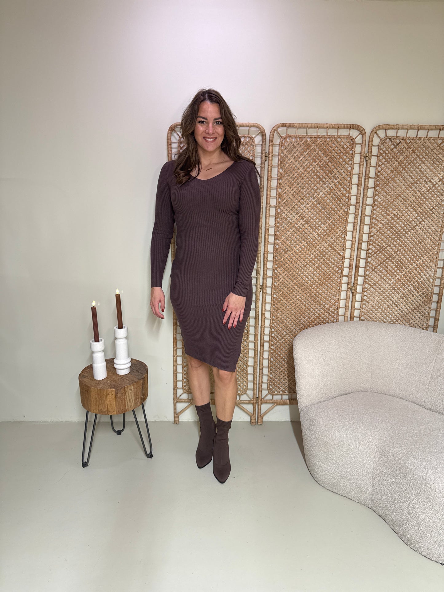 Rib Jurk Milou Bruin