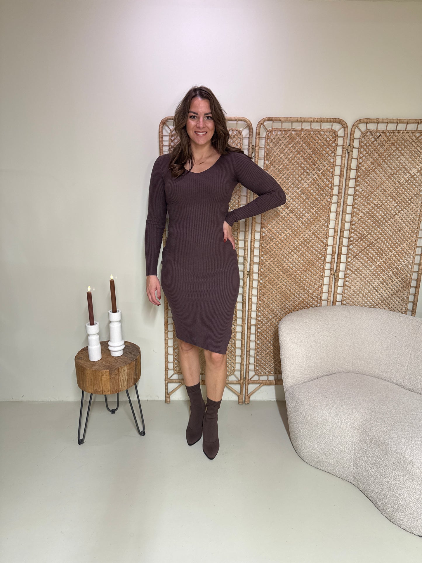 Rib Jurk Milou Bruin