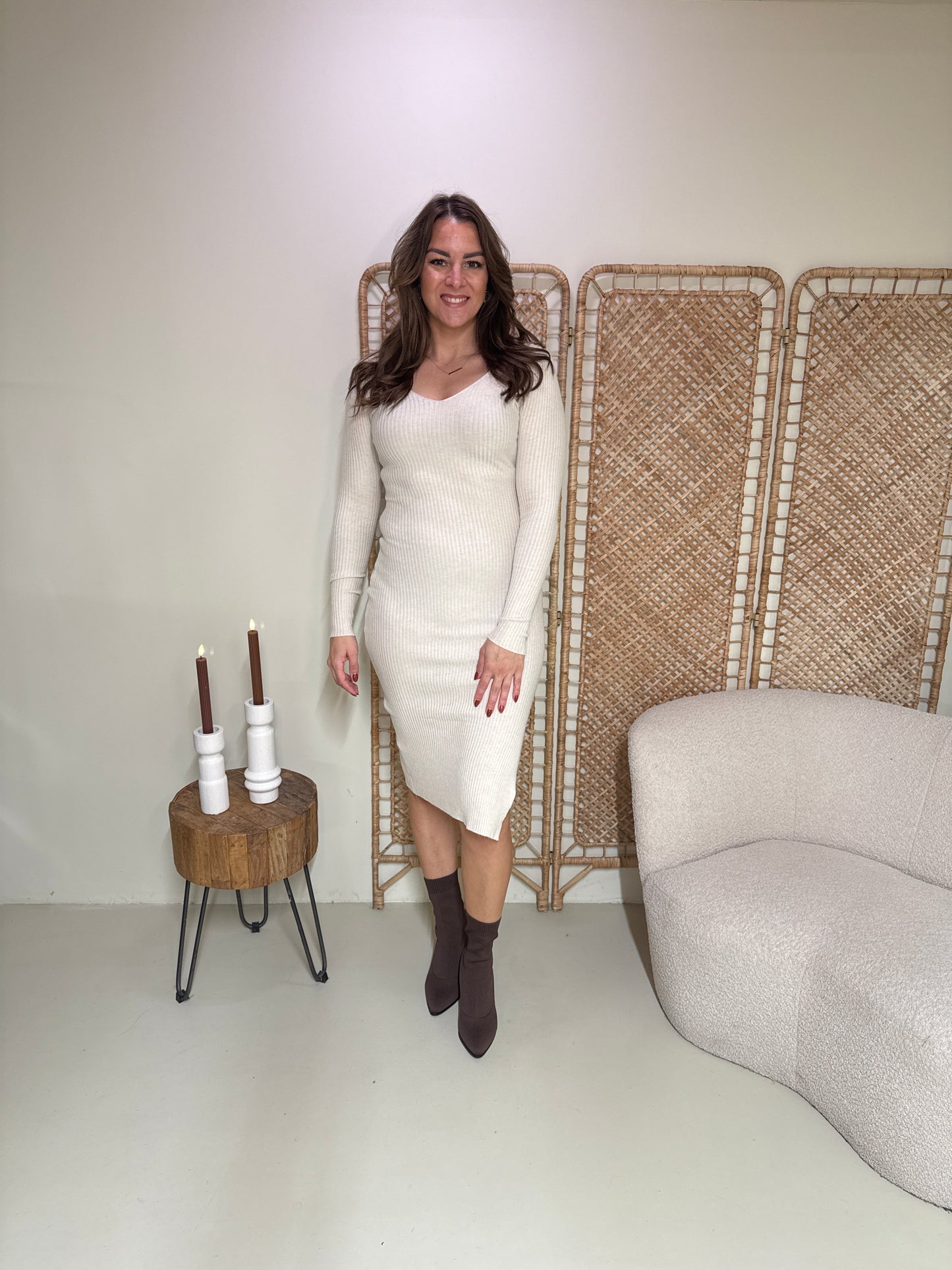 Rib Jurk Milou Creme