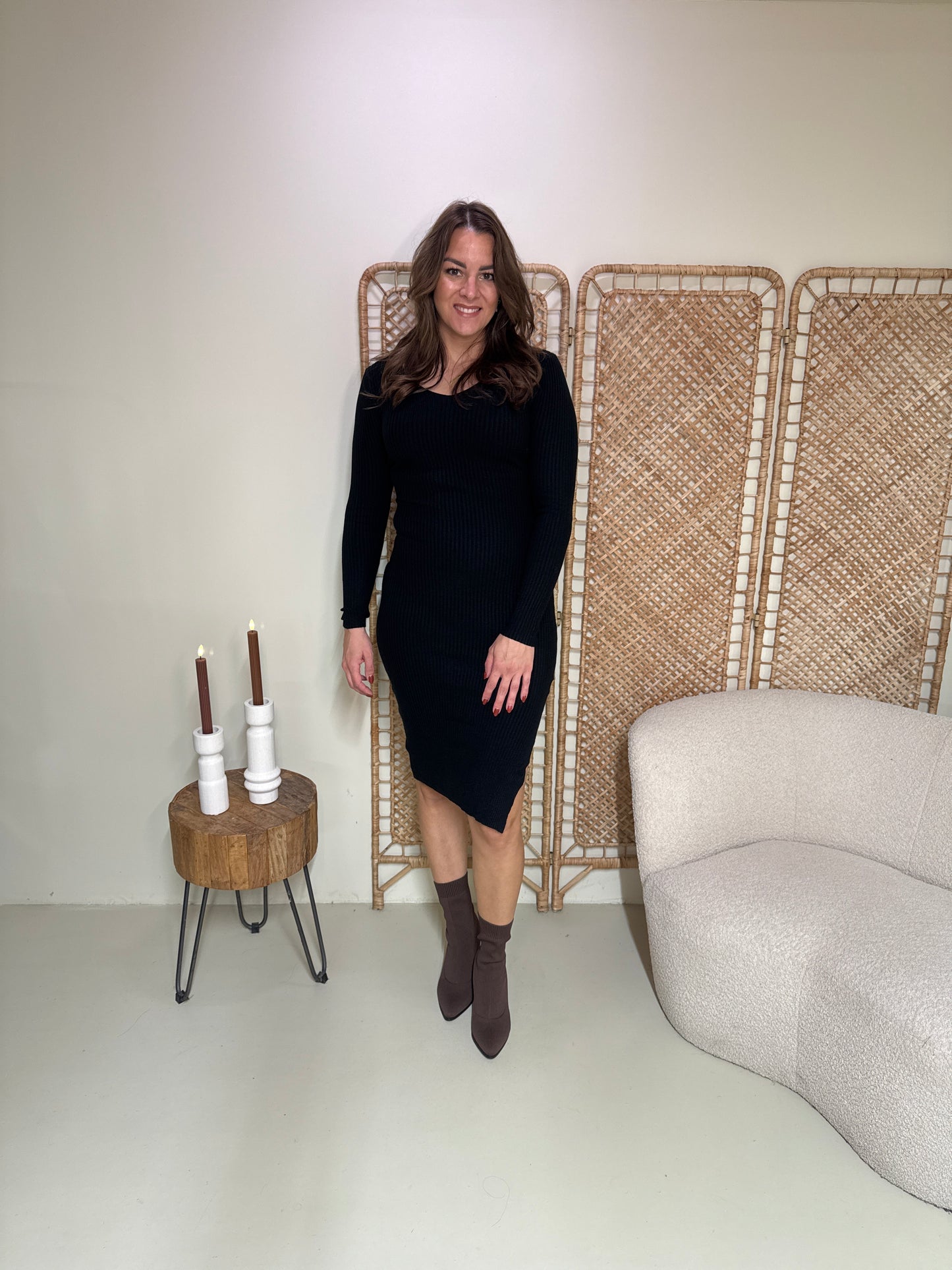 Rib Jurk Milou Zwart