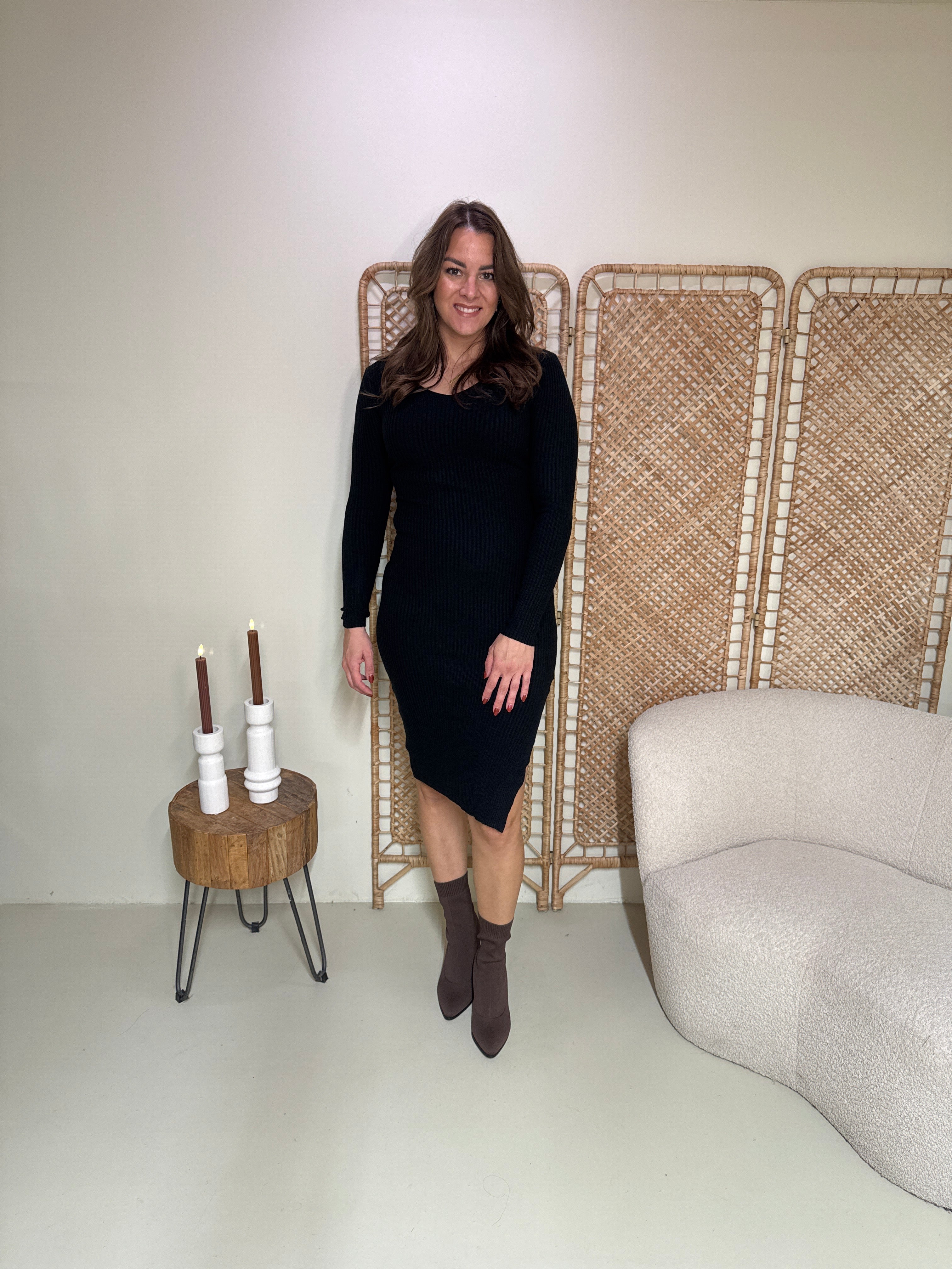 Rib Jurk Milou Zwart