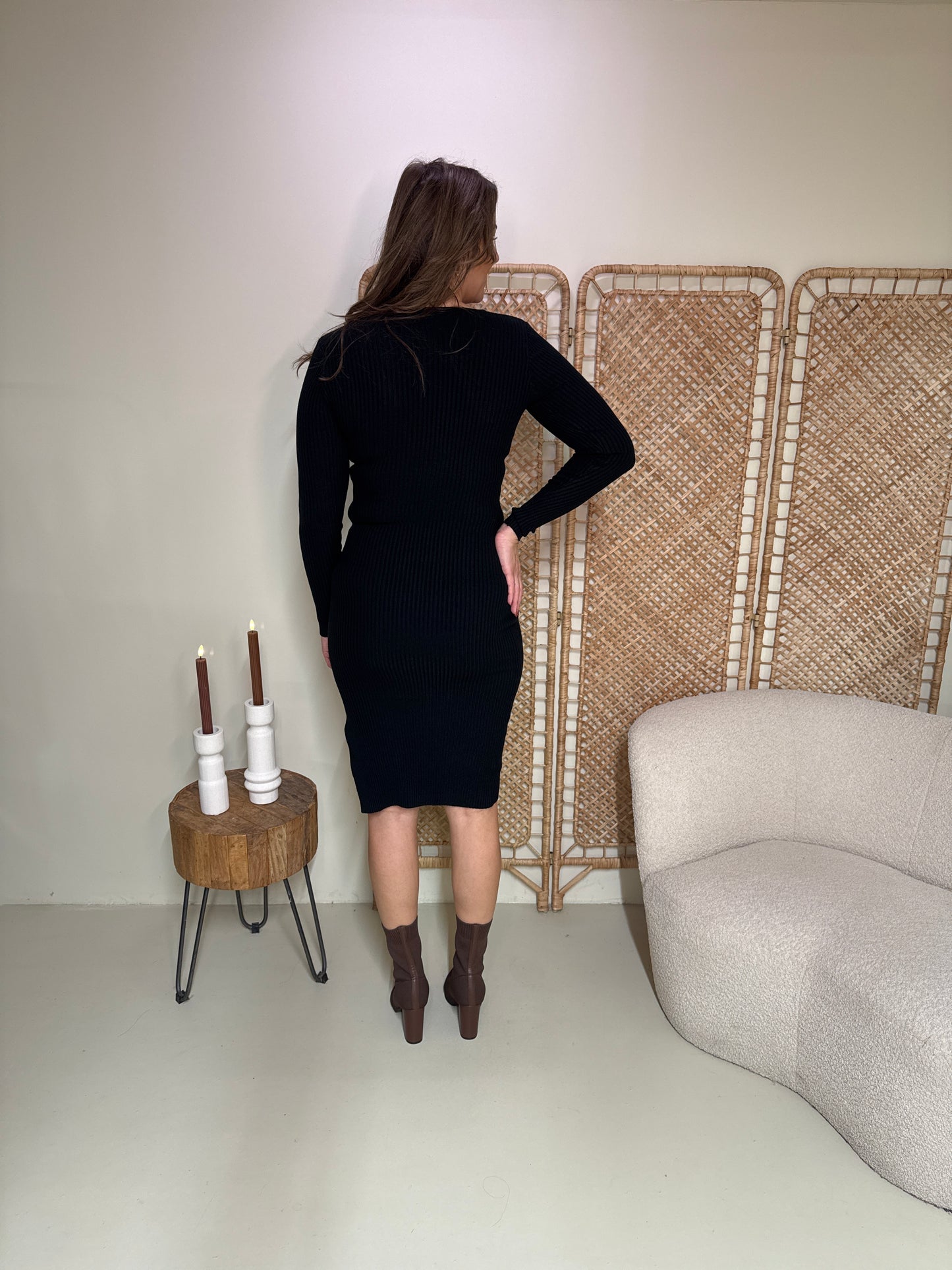 Rib Jurk Milou Zwart