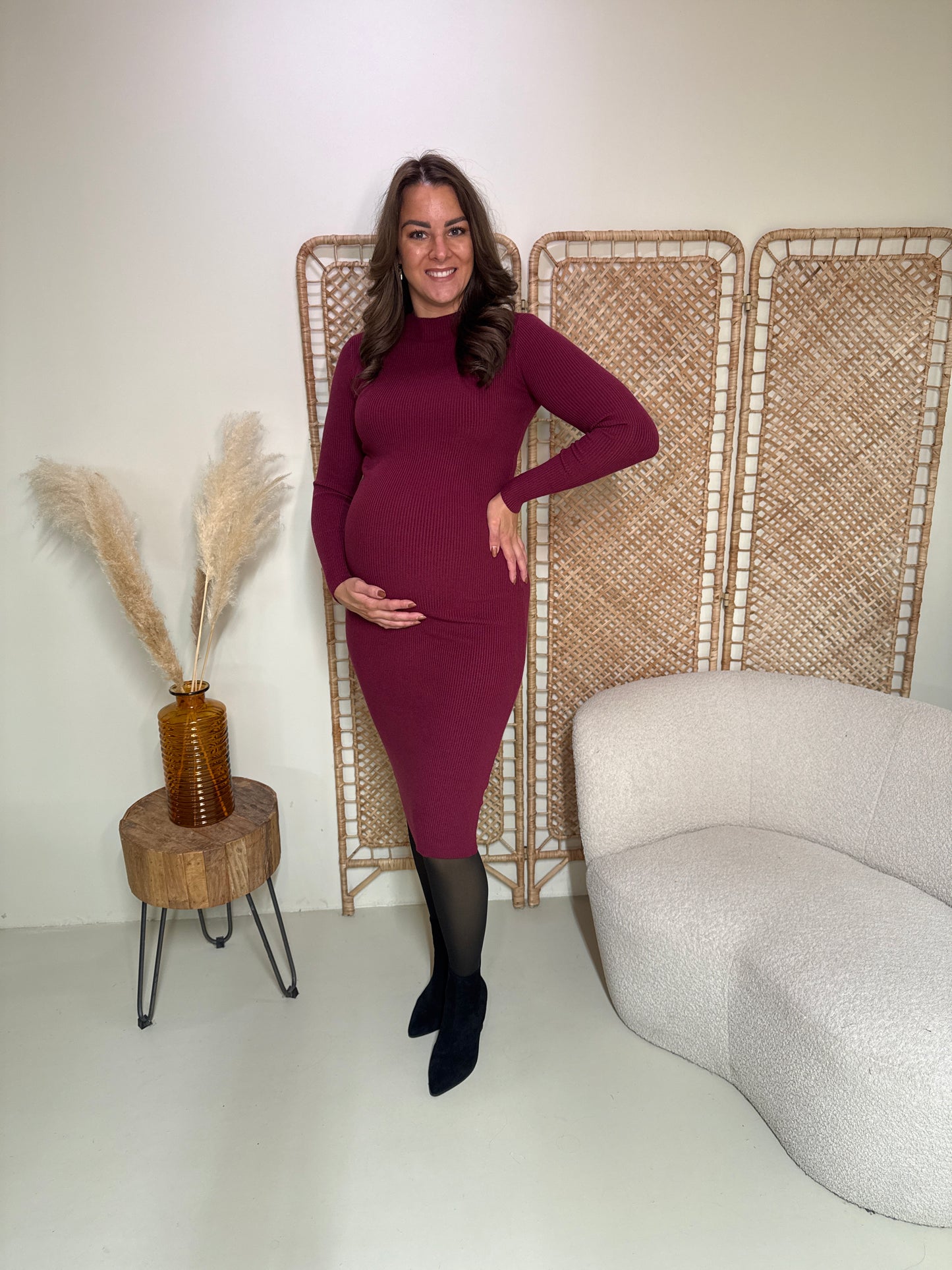 Rib Jurk Nova Bordeaux