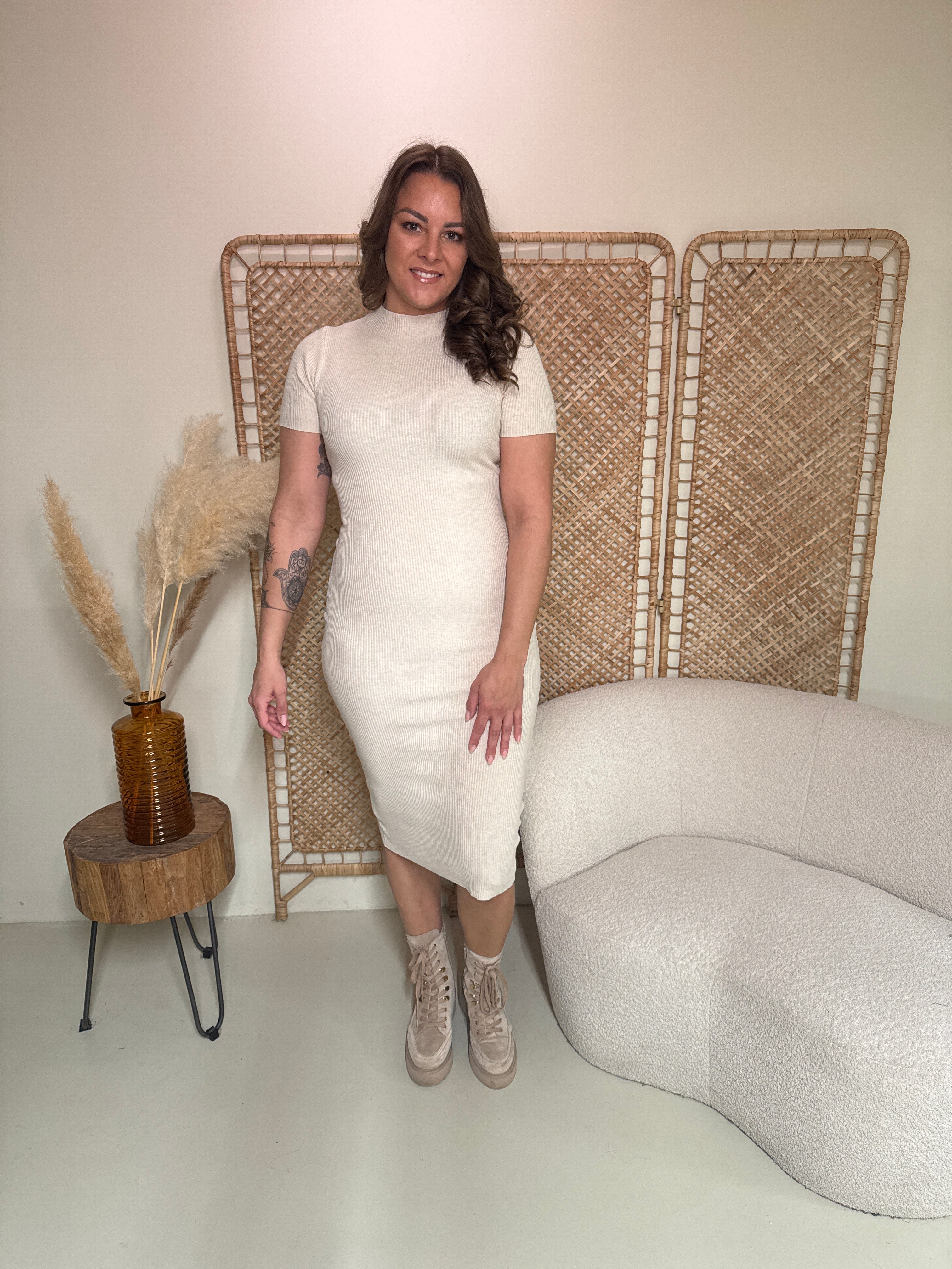 Rib Dress Nova Short Beige