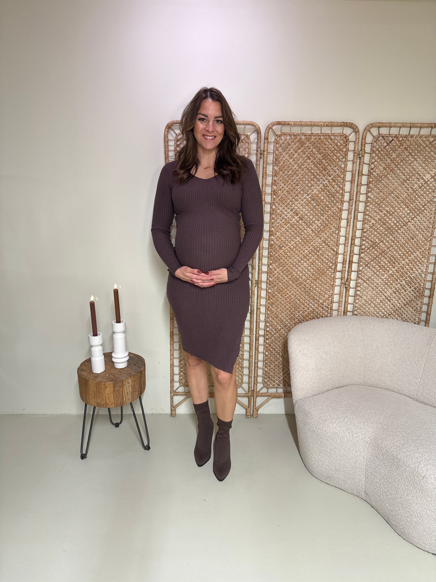 Rib Jurk Milou Bruin