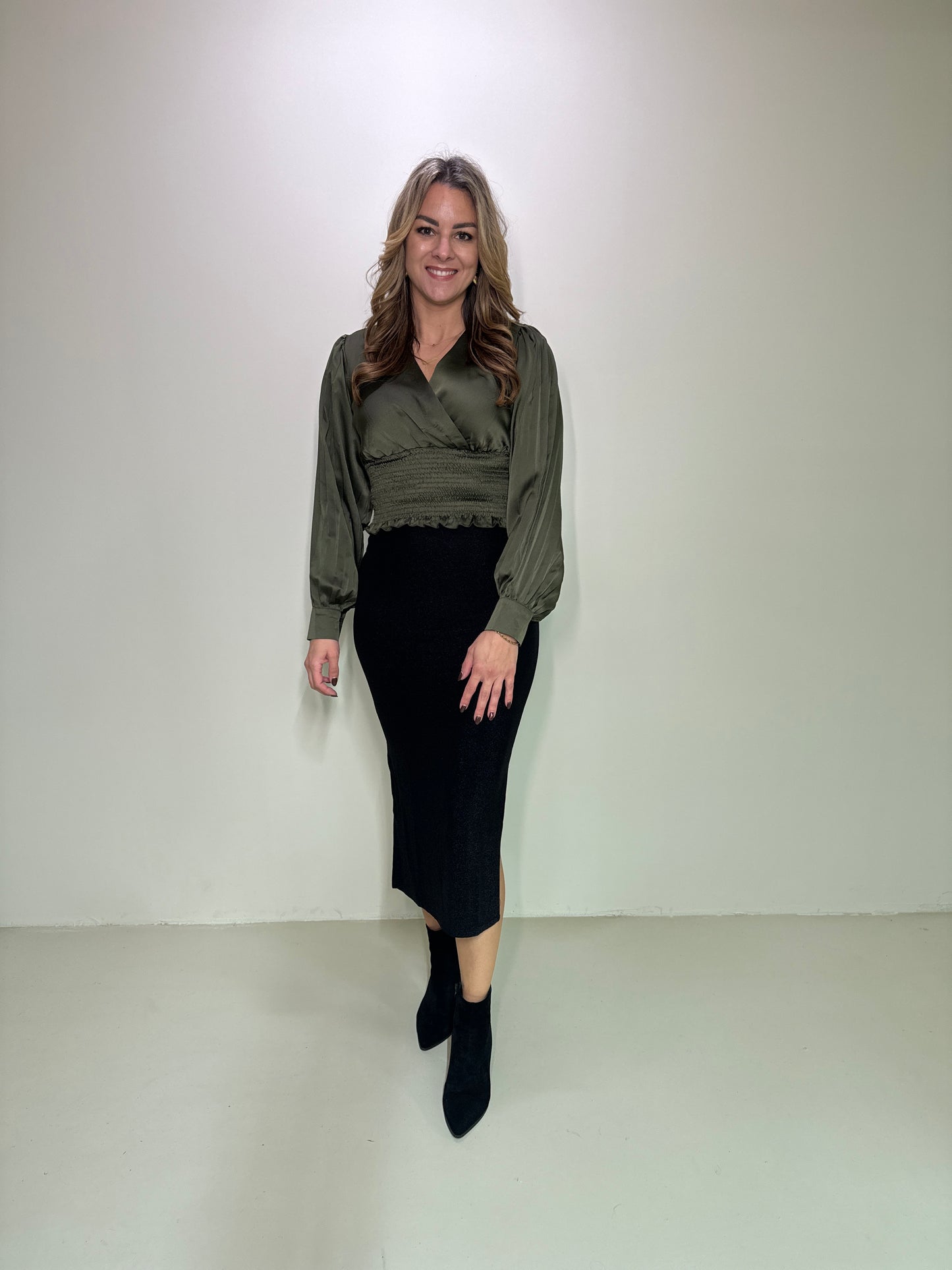 Satin Top Elle Groen