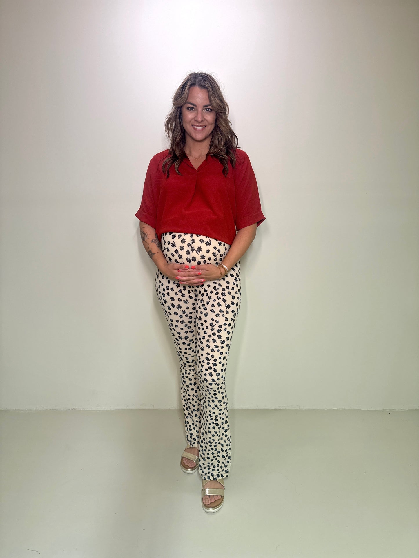 Weiche Flare-Leggings Livia Dots Beige