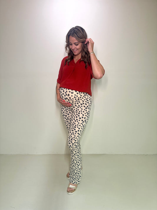 Weiche Flare-Leggings Livia Dots Beige