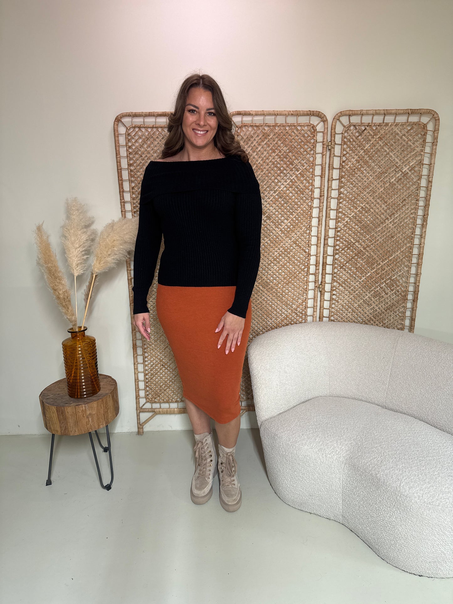 Trui Off-Shoulder Zwart