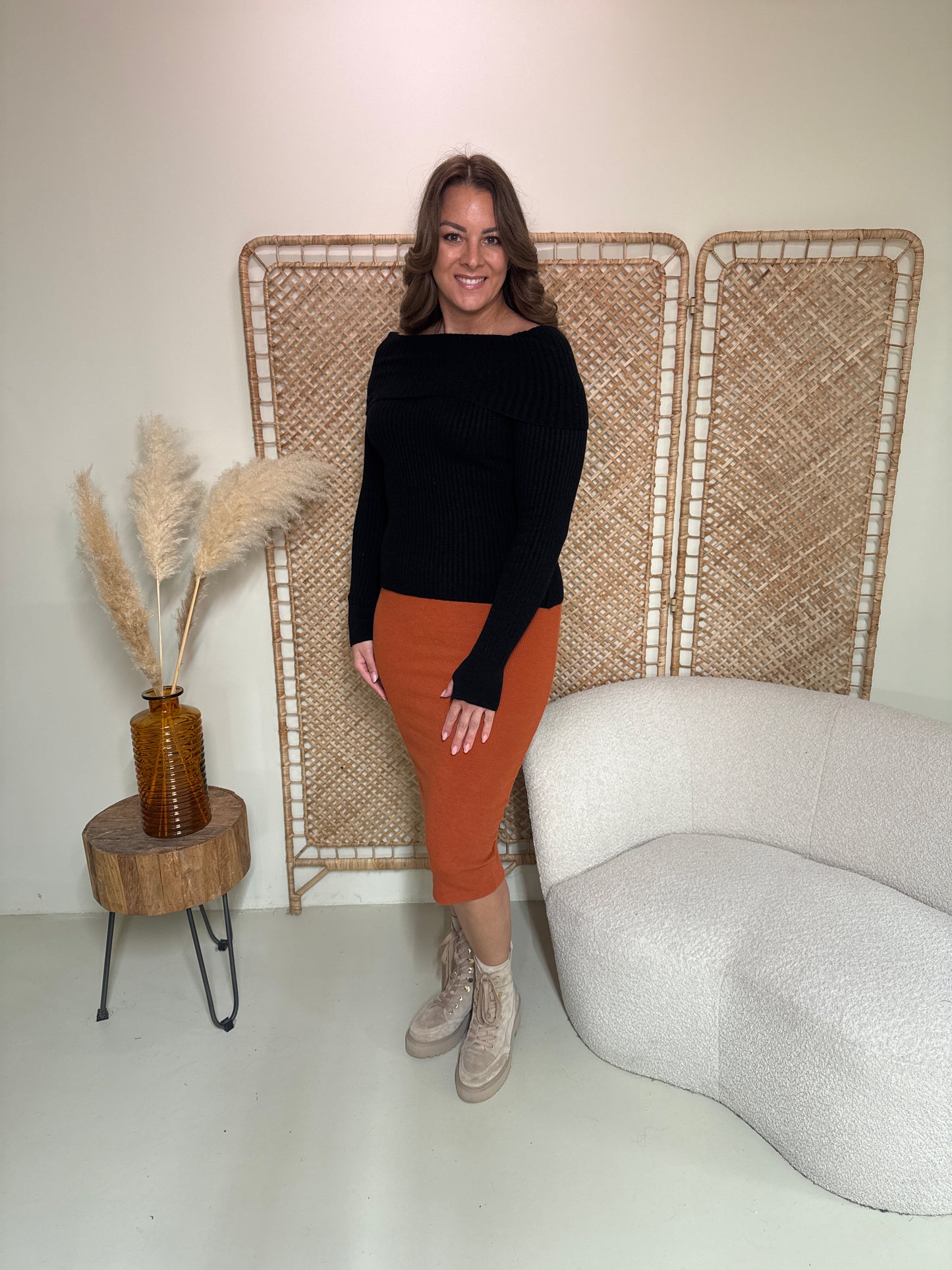 Trui Off-Shoulder Zwart