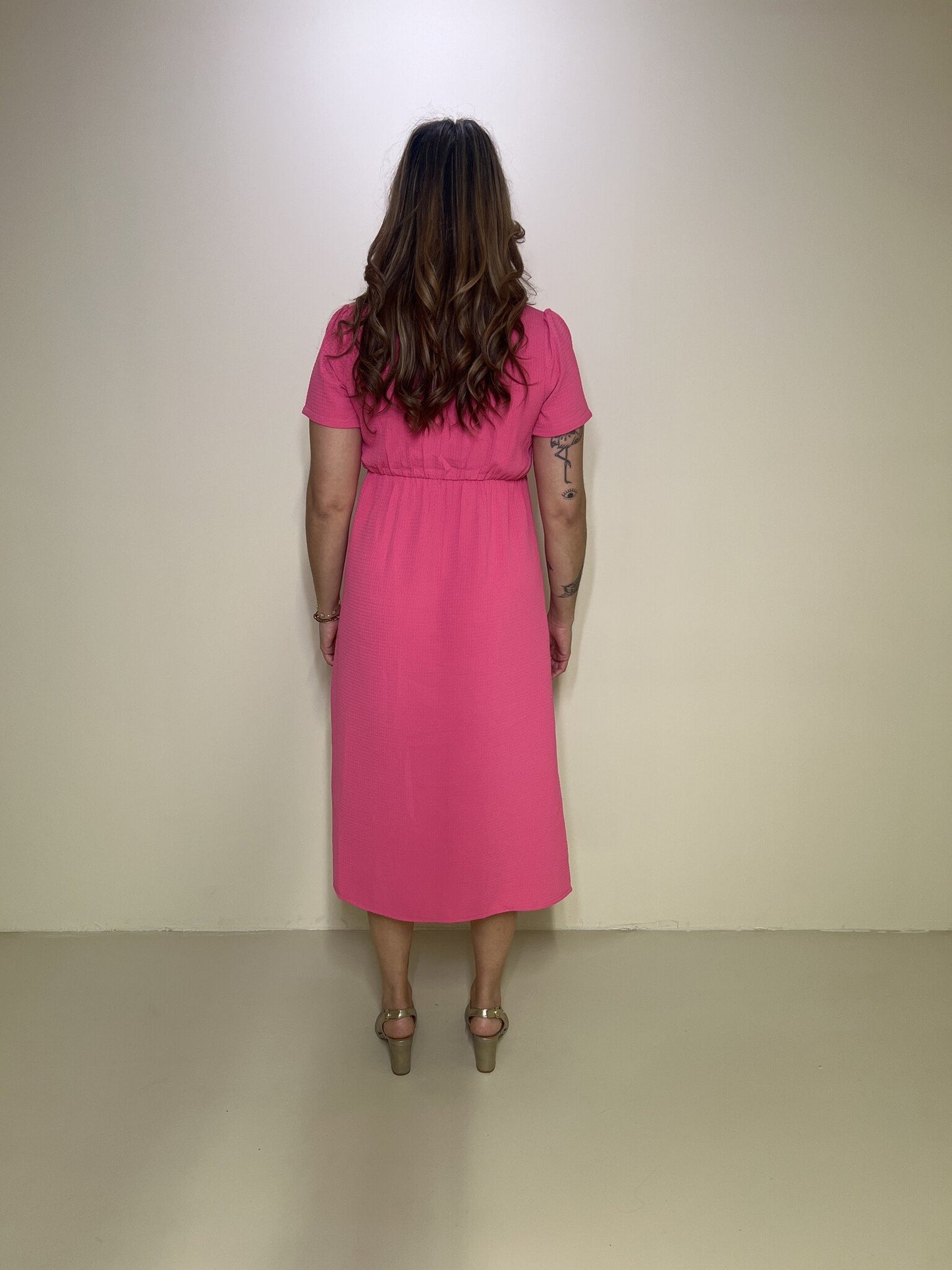 Jurk Wafel Fuchsia