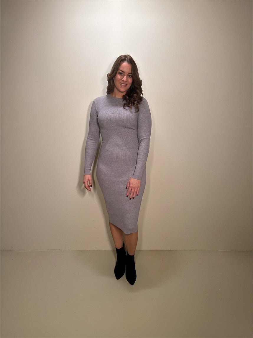 Rib Jurk Nova Grijs - Just Favorites