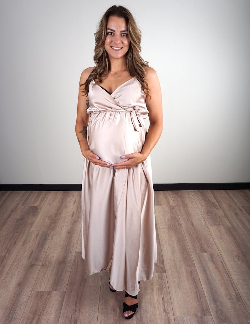 Maxi Jurk Satin Beige/Goud