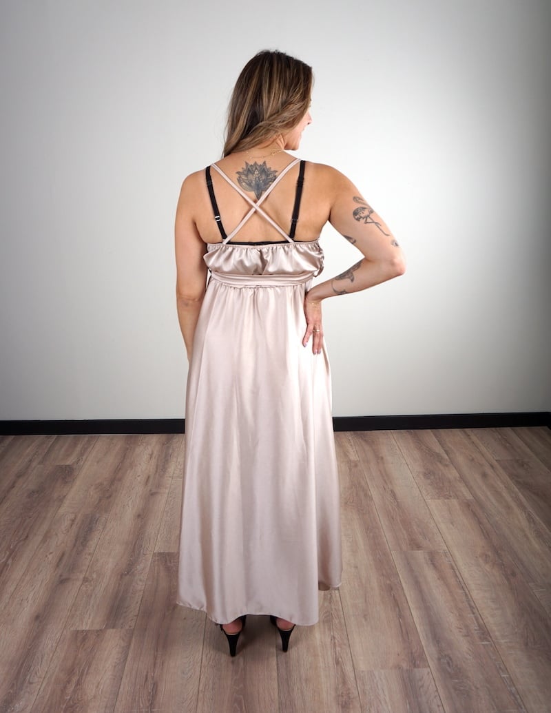 Maxi Jurk Satin Beige/Goud