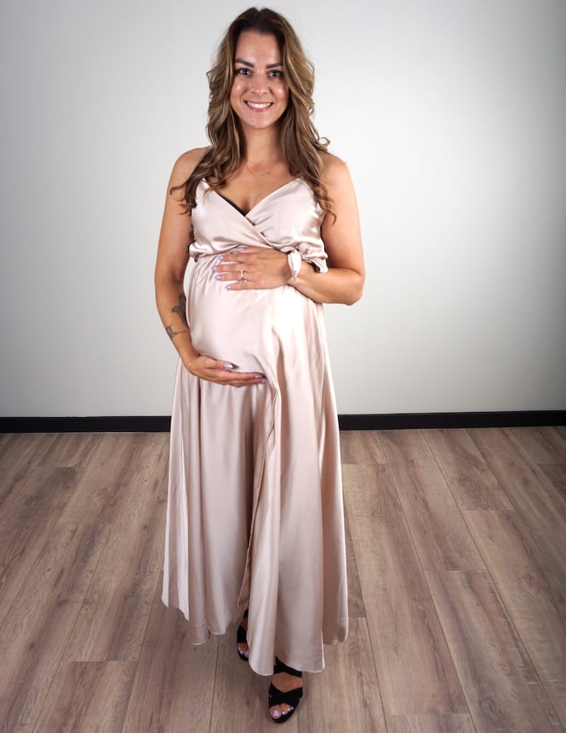 Maxi Jurk Satin Beige/Goud