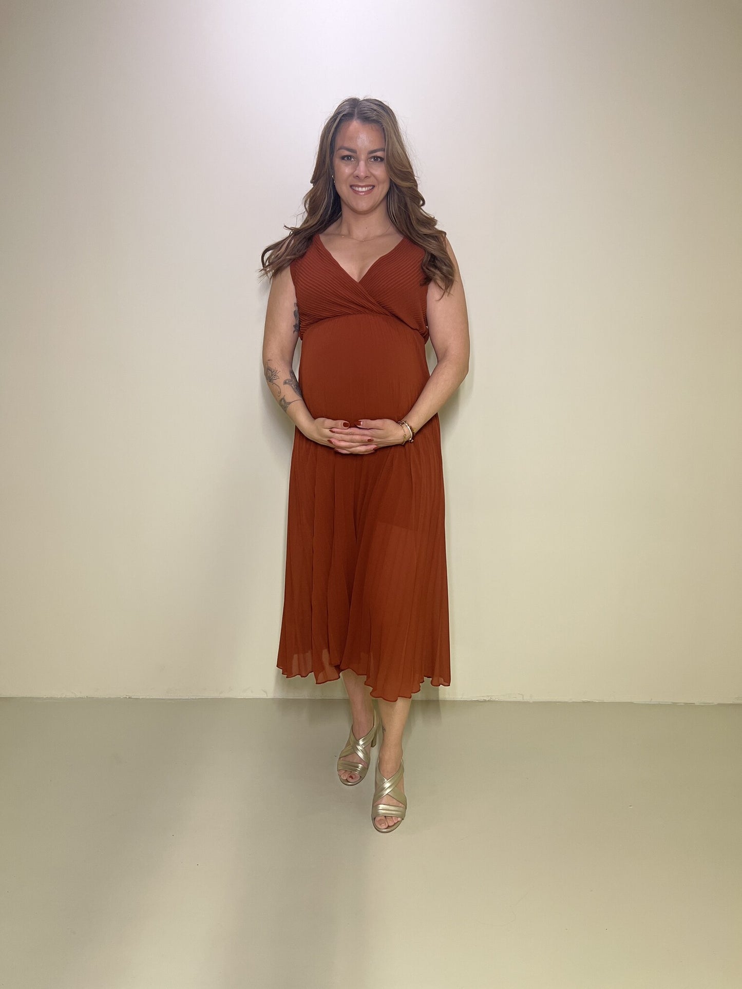 Plisse Jurk Merel Roest