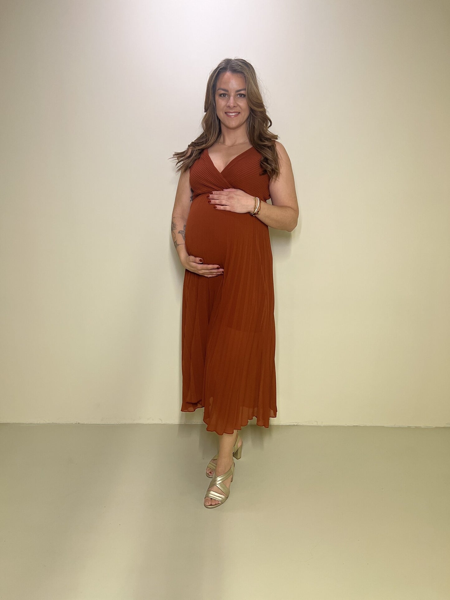 Plisse Jurk Merel Roest