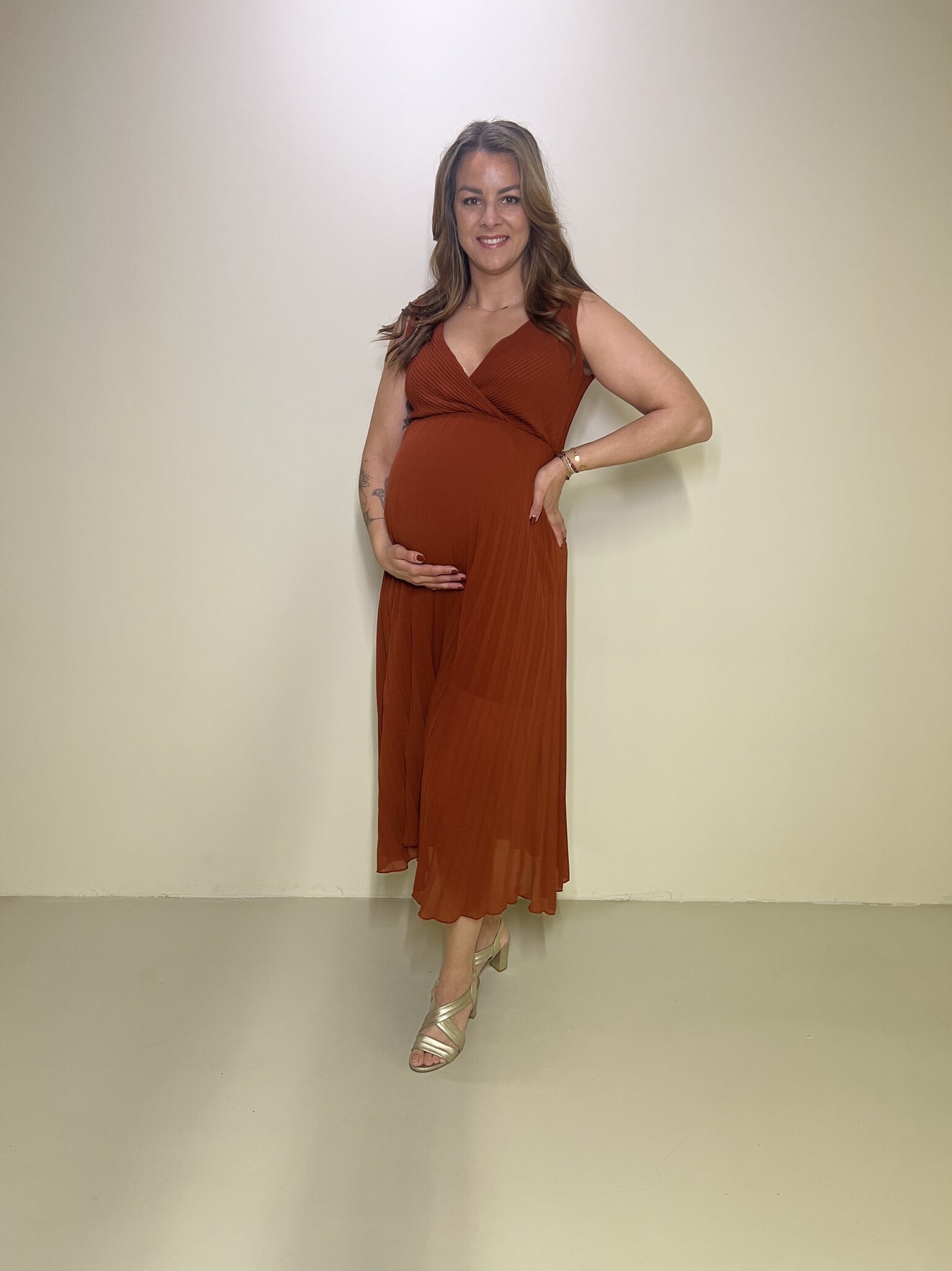 Plisse Jurk Merel Roest