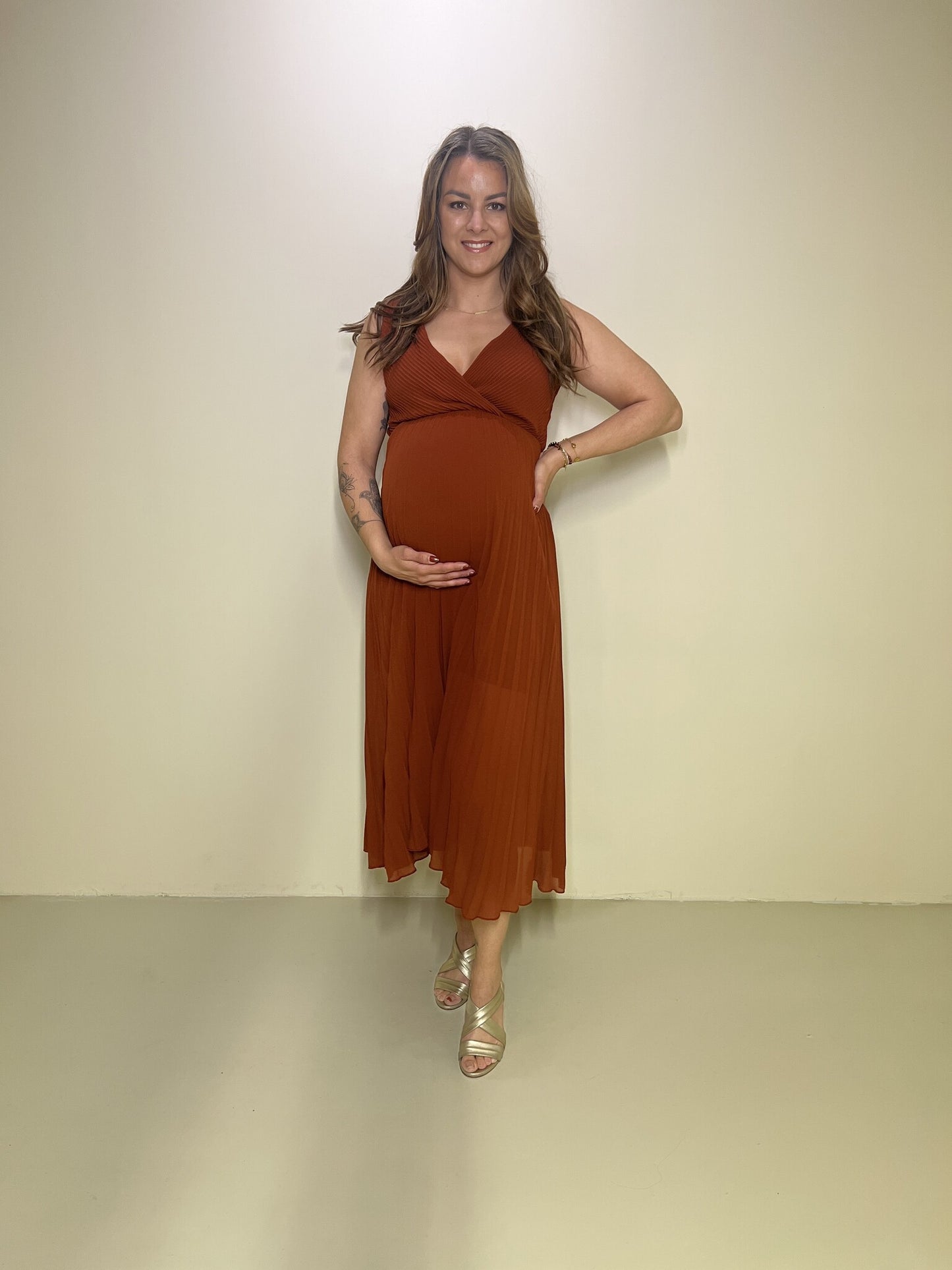 Plisse Jurk Merel Roest