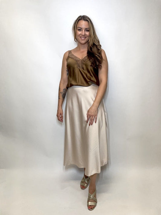 Satin lace top Bruin